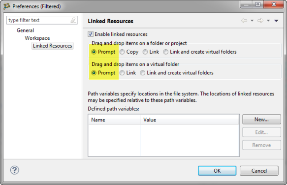 linked resources settings