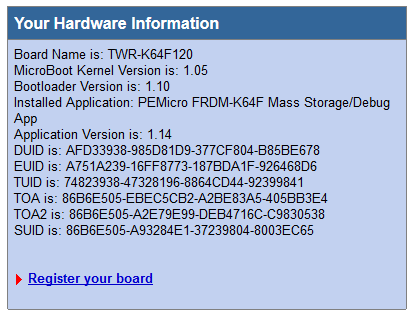TWR-K64F120M Installed Debug Firmware