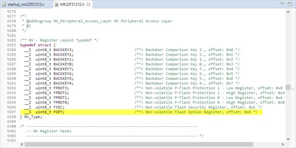 FOPT Register in the NXP SDK